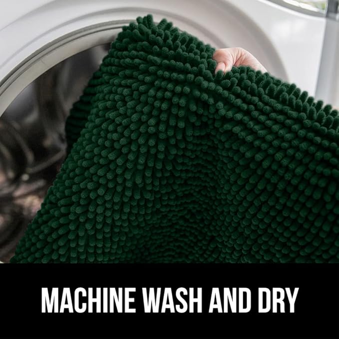 GORILLA GRIP Bath Rug Mat 30x20, Thick Soft Absorbent Chenille, Quick Dry Microfiber Mats, Rubber Backing Washable Shower Floor Rugs, US Designed Bathroom Bathmat Home Decor Accessories, Hunter Green