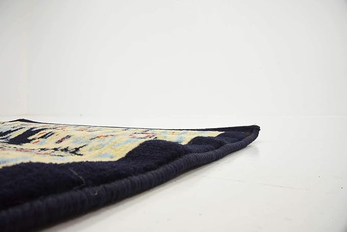 Unique Loom Sialk Hill Collection Area Rug - Washington (2' 7" x 10' Runner Navy Blue/Cream)