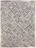 Premium Diamond Patterned Leather Area Rug - 6X9 ft - Silver- Luxury Non Slip Floor Accent for Dining Room, Living Room, Entryway, Elegant Collection Indoor Carpet