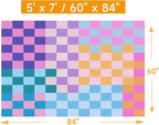 Multicolored Checkered Rug 5x7,5x7 Area Rugs for Living Room Bedroom,Indoor Non-Slip Large Colorful Checkered Rug for Kitchen Entryway Bathroom Office