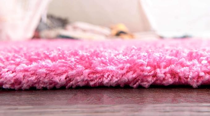 Unique Loom Solid Shag Collection Area Rug (8' x 10' Rectangle Taffy Pink)