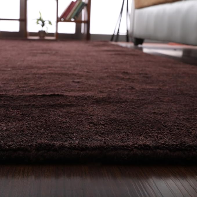 Rugsotic Carpets Hand Knotted Gabbeh Wool 5'x8' Area Rug Solid Brown L00111