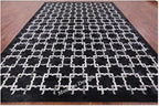 Modern Design Premium Cowhide Leather Carpet with Chevron Pattern, Area Rug (Black/Grey/White, 5x8)