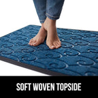GORILLA GRIP 100% Waterproof All-Season WeatherMax Doormat 35x23, US Designed Natural Rubber, Stain and Fade Resistant, Low Profile Indoor Outdoor Door Mats, Easy Clean Patio Mat, Ocean Blue Waves
