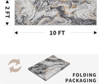 2x10 Runner Rug for Hallways Kitchen Modern Abstract Washable Runner Rug Blue Soft Non Slip Marble Carpet Runner for Laundry Entryway Bedroom Bathroom