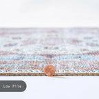 GLN Rugs Traditional Collection - Machine Washable Area Rug, Traditional Washable, Non Slip, Low Pile Chenille Rug, Living Room, Bedroom, Kitchen Rug (2'6" x 7' Brown/Blue)