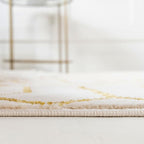 Marilyn Monroe Glam Collection Area Rug - Trellis (7' 10" Round, White Gold/ Gold)