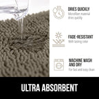 GORILLA GRIP Bath Rug Mat 60x24, Thick Soft Absorbent Chenille, Quick Dry Microfiber Mats, Rubber Backing Washable Shower Floor Rugs, Bathmat Runner, US Designed Bathroom Home Decor Accessories Latte
