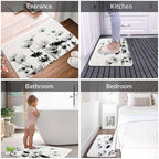 Cosmos Flowers Bath Mat for Bathroom Black and White Pattern Bath Rugs Door Mat Non Slip Rubber Backed Bathroom Floor Mat for Bathtub Sink Shower 20"X32"