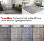 Keen Home Design 8x10 Rug - Machine Washable Area Rug with Non-Slip Backing, Ideal for Living Room, Dining Room, Bedroom - Vintage, Easy Clean, Durable, Low Pile Rug - (8' x 10')