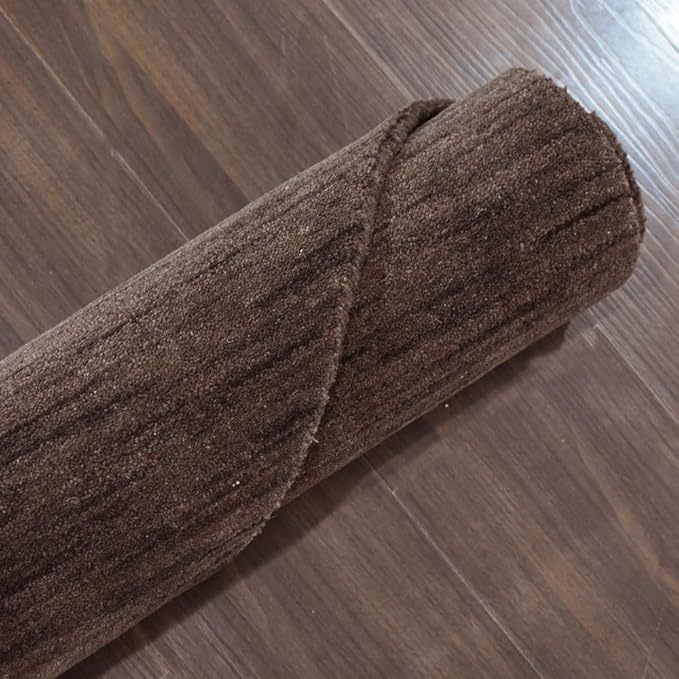 Hand Knotted Loom Wool ECO-Friendly Area Rugs - 10'x10', Octagon, Brown Color, Solid Plain Design, High Pile Handmade Anti Skid Area Rugs for Living Room, Bed Room (L00111)