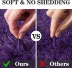 Soft Fluffy Area Rug for Bedroom, Purple Fuzzy Shaggy Oval Throw Rugs for Bedside, Non-Slip Cozy Plush Shag Carpet for Girls Kids Room Nursery Dorm Living Room, 2.6 x 5.3 Feet
