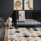 jinchan Macy Area Rug 5x7 Kids Washable Indoor Non-Slip Black and White Modern Soft Rug Elementary School Classroom Diamond Carpet for Nursery Playroom Daycare Bedroom Living Room Dorm Marble on Cream