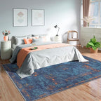 GLN Rugs Contemporary Collection - Machine Washable Area Rug, Contemporary Washable, Non Slip, Low Pile Chenille Rug, Living Room, Bedroom, Kitchen Rug (3' x 5' Midnight/Multi)