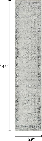 Morebes Vintage 12ft Runners for Hallways, Washable Long Kitchen Runner Rug Non-Slip, Soft Distressed Indoor Floor Throw Carpet for Entryway Farmhouse Living Room Office Foyer, Grey