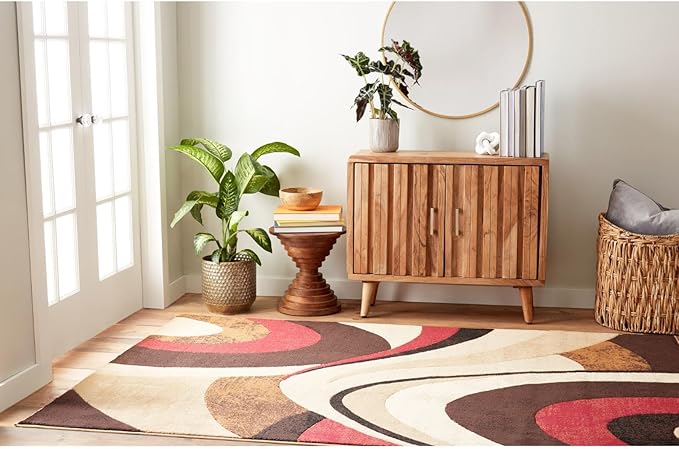 Home Dynamix Tribeca Slade Modern Area Rug, Abstract Brown/Red 18.9"x31.5"