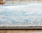 Unique Loom Salzburg Collection Classic Traditional Design Oriental Inspired Border Area Rug (4' 0 x 4' 0 Round, Beige/Blue)