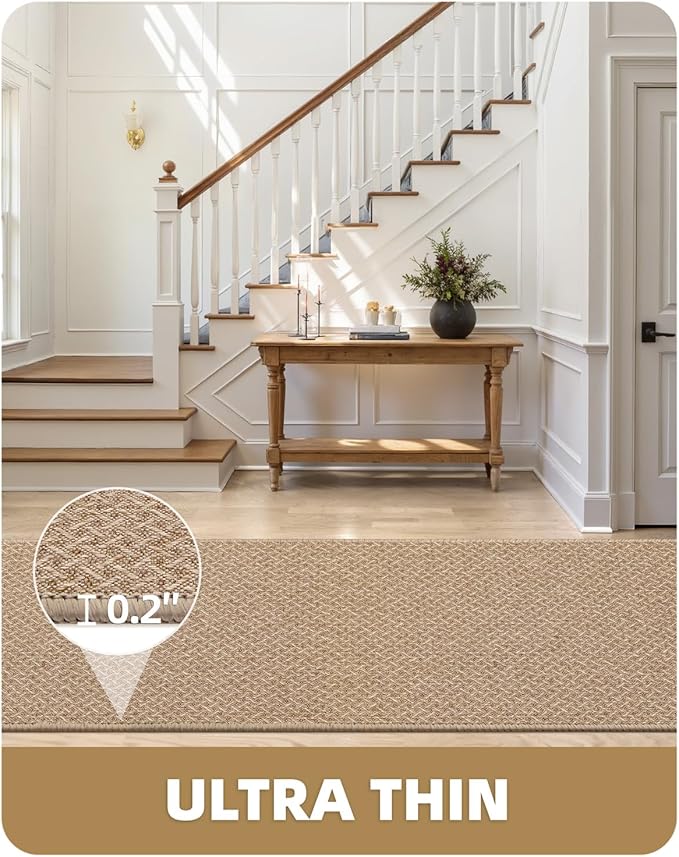 Color&Geometry Door Mat 3'x12' Runner Rug with Rubber Backing, Non Slip Washable Hallway Runner Kitchen Runner Rug, Carpet Runners for Hallway Living Room Bedroom, Beige (Rolled-up NO Creases)