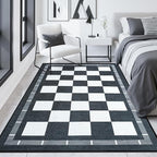 Vasofe Plaid 3x5 Outdoor Patio Rug,Checkered Jute Entryway Rugs, Washable Black and White Indoor Bedroom, Farmhouse Neutral Front Door Mat,Modern Carpet for Porch Patio Balcony Kitchen