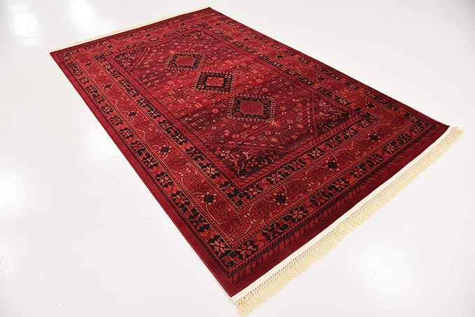 Unique Loom Tekke Collection Area Rug - Sheibani (5' 3" x 8' Rectangle, Red/ Black)