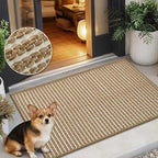 Small Bathroom Rugs,18"x30" Non Slip Brown Braided Bath Mat for Bathroom Floor,Washable Luxury Bath Rug for Tub Soft Boho Absorbent Shower Mat
