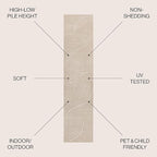 JONATHAN Y Hallie High-Low Curve Beige/Cream 2x8 Indoor/Outdoor Runner Rug, Minimalist Geometric, Pet Friendly, for Patio, Backyard, Living Room, Bedroom, Office, Hose-Washable (SCN100D-28)