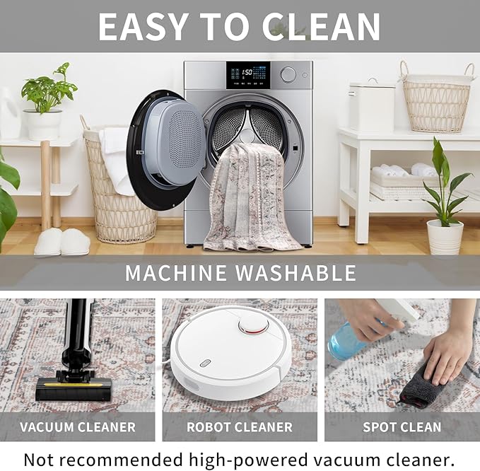 Easy-Going Area Rug 6x9 Washable Boho Rugs for Living Room Non-Slip Bedroom Rug Low Pile Lightweight Vintage Distressed Throw Rug for Dining Room Kitchen Home Office Carpet, Grey Brick