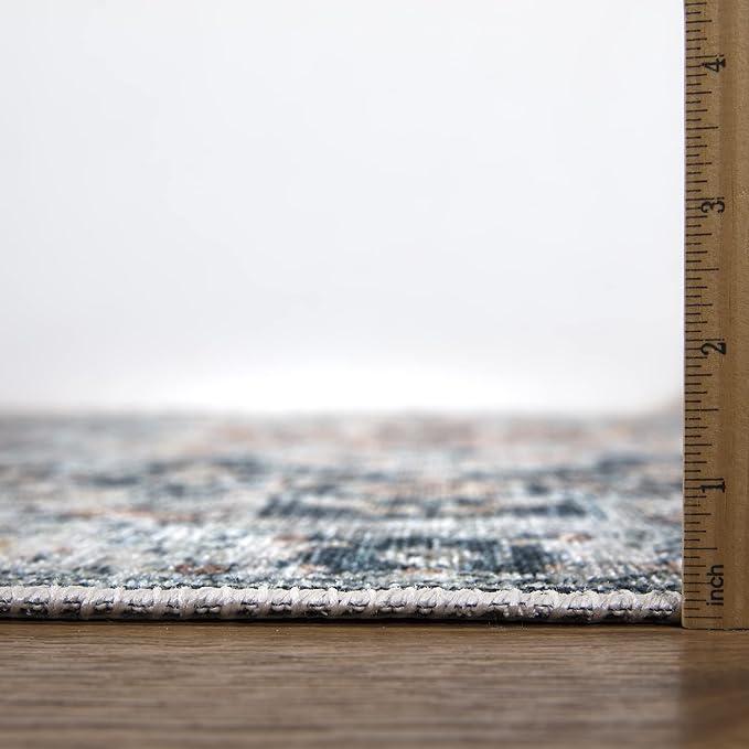 Bloom Rugs Caria Washable Non-Slip 4x6 Rug - Terracotta/Teal Traditional Area Rug for Living Room, Bedroom, Dining Room, and Kitchen - Exact Size: 4' x 6'
