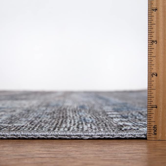 Bloom Rugs Washable Non-Slip 12 ft Runner - Gray/Blue/Blush Modern Abstract Runner for Entryway, Hallway, Bathroom, and Kitchen - Exact Size: 2.5' x 12'