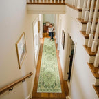 Area Rugs 2'x10' Washable Non-Slip, Floral Vintage Distress Print Pattern Medallion Carpet for Living Room Bedroom Dining Room, Sage Green Yellow