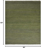 Rugsotic Carpets Hand Woven Flat Weave Kilim Wool ECO-Friendly Area Rugs - 8'x10', Rectangle Shape, Olive Color, Solid Plain Design, Low Pile Handmade Area Rugs for Living Room, Bed Room (D00111)