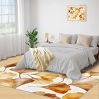 Golden Leaf Rugs for Bedroom - 3x4 Area Rug - 3D Ginkgo Leaf Rugs for Living Room, Modern Simple Art Rug, Non-Slip Washable Home Decor Carpet