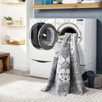 vivorug 6x9 Area Rugs, Stain Resistant Washable Rug for Living Room, Vintage-Inspired Grey Floral Rug