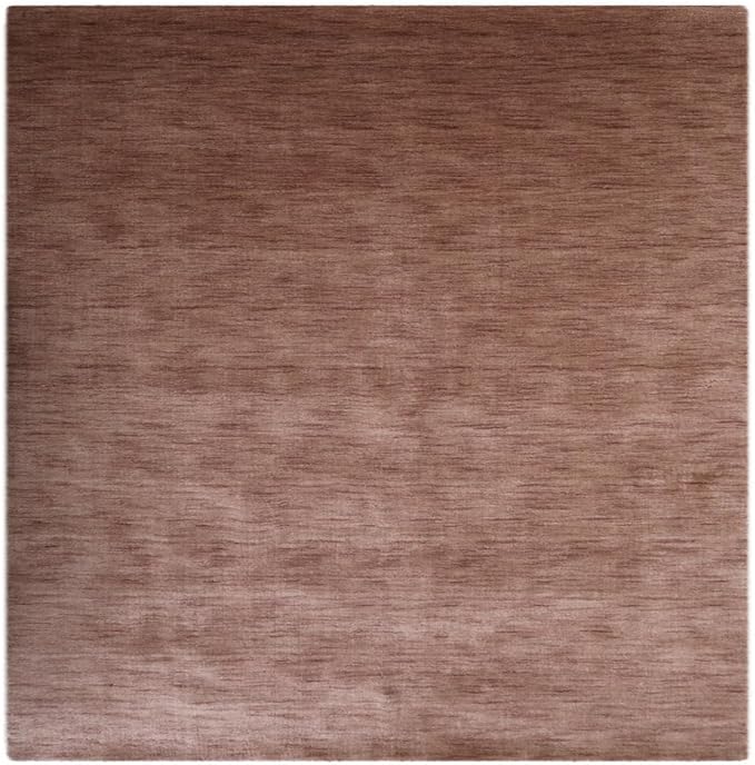 Hand Knotted Loom Wool ECO-Friendly Area Rugs - 10'x10', Square, Light Brown Color, Solid Plain Design, High Pile Handmade Anti Skid Area Rugs for Living Room, Bed Room (L00111)