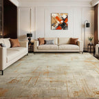 Joydeco 8x10 Area Rugs for Living Room, Washable Modern Abstract Non Slip Soft Rug, Low Pile Carpet for Bedroom, Dining Room, Home Office, Pet & Child Friendly, Light Brown & White & Beige
