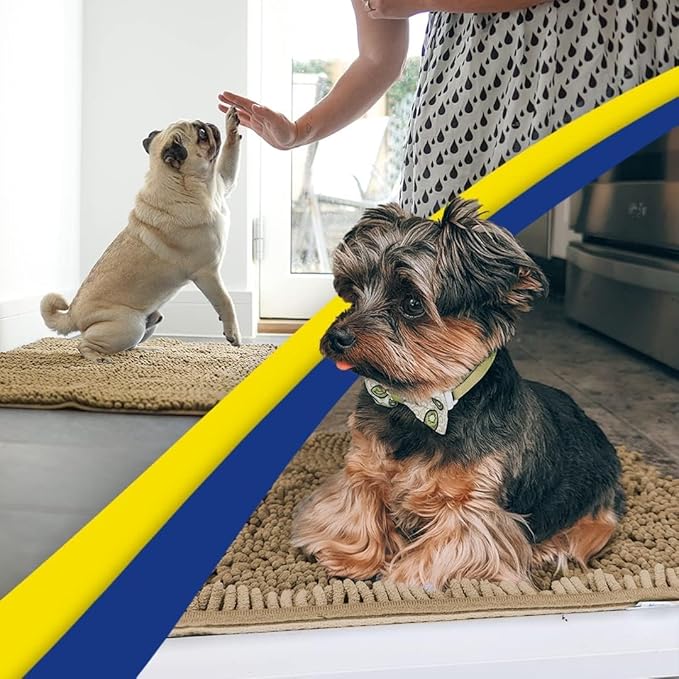 Muddy Mat® Shown on TV – Super Absorbent Door Mat Indoor, Microfiber Quick Dry Chenille Entryway Rug, Non-Slip Front Door Mat, Indoor Mats for Entryway, Machine Washable Pet Rug, Beige 24"x36"