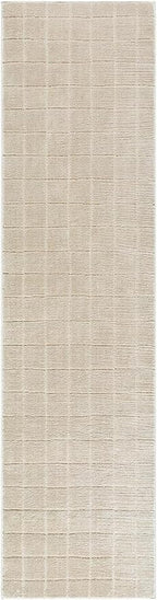 Livabliss x Our PNW Home Cascade Minimalist Grid Area Rug, 2'7" x 12', Light Beige