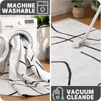 YIHOUSE Modern Washable 8'x10' Area Rug for Living Room Bedroom - Large Abstract Black and White Rug Non-Slip Ultra-Thin Home Decor,Abstract,8x10ft