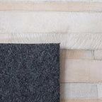 Cowhide Leather Rug for Living Room 4x6 Natural Leather Rug Modern Stripes Style Floor Carpet for Home Decor | Superior Indoor Area Rug, Washable Rug White