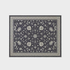 EVERGRACE Area Rugs for Living Room 8x10, Boho Floral Faux Wool Indoor Outdoor Rugs, Washable Rugs for Bedroom Dining Room Entryway Kitchen, Low Pile Floor Mat Carpet for Home Decor, Ebony Black