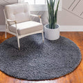 Unique Loom Davos Shag Collection Area Rug - Solid (3' 3" Round, Peppercorn)