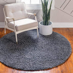 Unique Loom Davos Shag Collection Area Rug - Solid (3' 3" Round, Peppercorn)