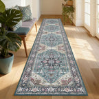 Enkor Runner Rugs for Hallway, 2x10 Washable Soft Boho Non Slip Floor Rugs for Kitchen, Modern Mat for Living Room Bedroom Entryway Purple & Green