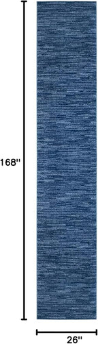 Nourison Home Nourison Essentials Navy Blue 2'2" x 14' Area Rug - Easy Clean, Non Shedding, Bed Room, Living Room, Dining Room, Kitchen (14' Runner)