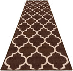 House, Home and More Skid-Resistant Carpet Runner – Moroccan Trellis Lattice – Coffee Brown & Vanilla Cream – 12 Feet X 26 Inches
