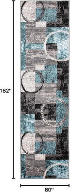 Rugshop Contemporary Circle Design Runner Rug, Carpet with Jute Backing for Hallway, Kitchen, or Entryway, Gray, 2'7" x 6'