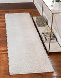 Unique Loom Davos Shag Collection Area Rug - Solid (2' 2" x 8' Runner, White/ Ivory)