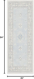 RUGGABLE Washable Vintage Runner Rug – Verena Soft Blue 2.5x7, Stain-Resistant, Non-Slip Hallway Runner – Machine Washable Rug for Hallway, Entryway, Living Room & Kitchen–with Cushioned Pad