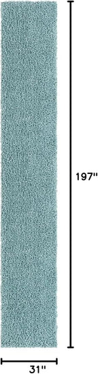 Unique Loom Davos Shag Collection Area Rug - Solid (2' 7" x 16' 5" Runner, Aqua)