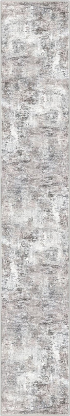 Modern Abstract 3x16 Runner Rug, Beige Grey Neutral Washable Long Kitchen Runner Non-Slip Soft Hallway Rug Runner Thin Print Faux Wool Floor Carpet for Hall Stair Entryway